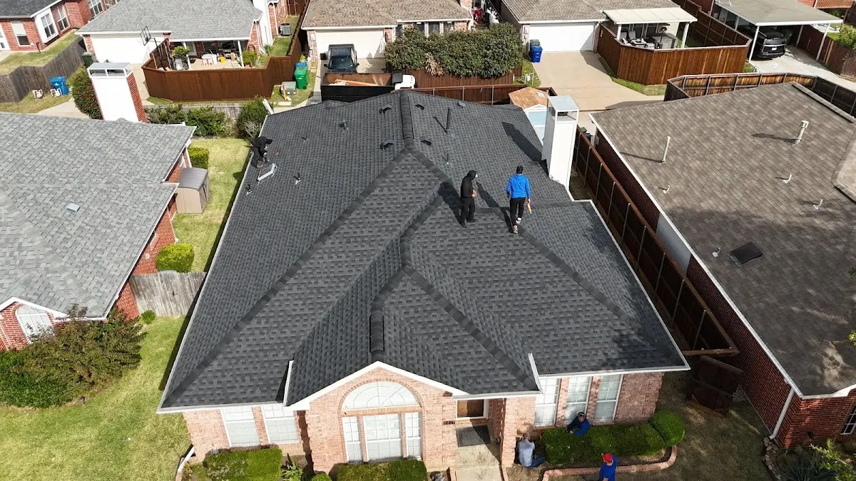Slate & Tile Roof Repair work in progress on a Fargo property